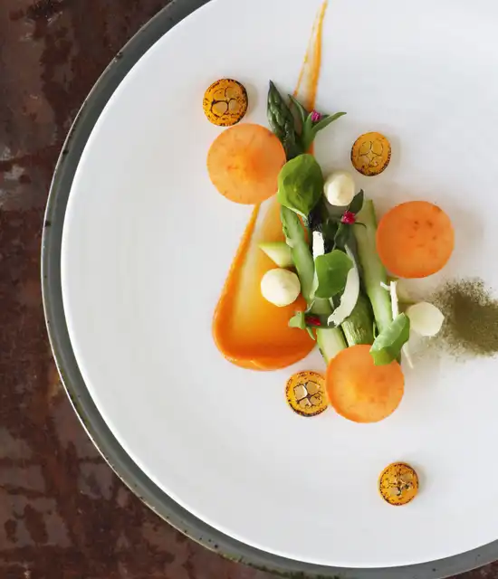 Recette Sustainable - Asperges plurielles, patate douce, kumquat et vanille