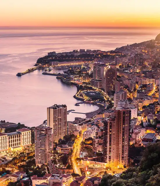 Vue Monaco coucher de soleil