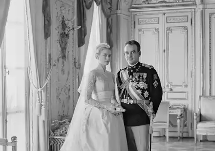 Il giorno del matrimonio religioso del Principe Rainier III e della Principessa Grace.